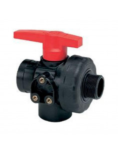 Válvula de bola 3 vías con flujo interrumpido H - M 1 1/2"