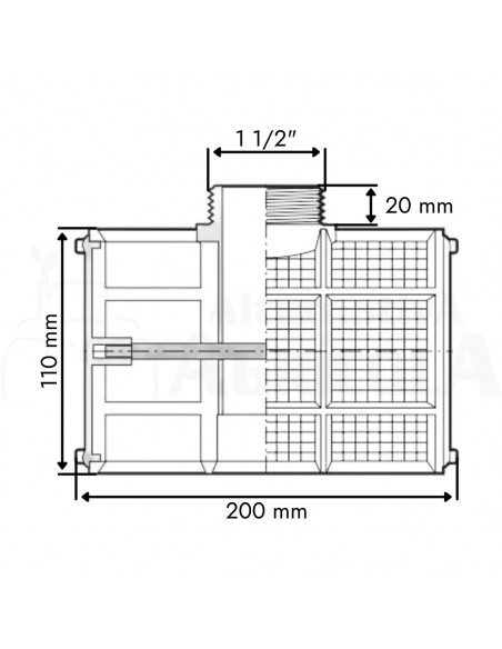 Filtro de fondo en T con enlace de rosca M 1 1/2"