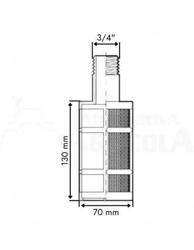 Filtro de fondo vertical con enlace de rosca M 3/4"
