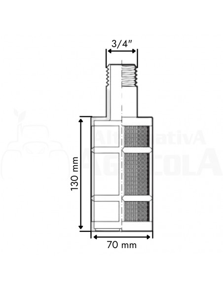 Filtro de fondo vertical con enlace de rosca M 3/4"