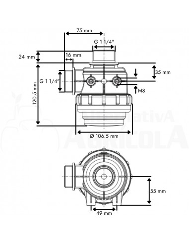 Filtro de aspiración sin válvula M 1 1/4" x 24 mm 60 L/min
