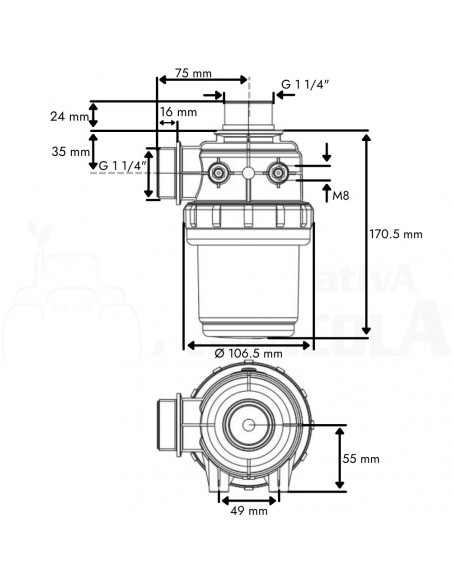 Filtro de aspiración sin válvula M 1 1/4" x 24 mm 100 L/min 