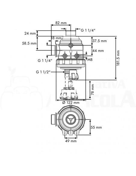 Filtro de aspiración con válvula M 1 1/4" x 24 mm 120 L/min