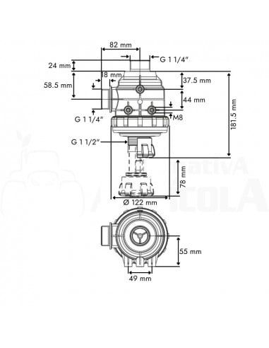 Filtro de aspiración con válvula M 1 1/4" x 24 mm 120 L/min