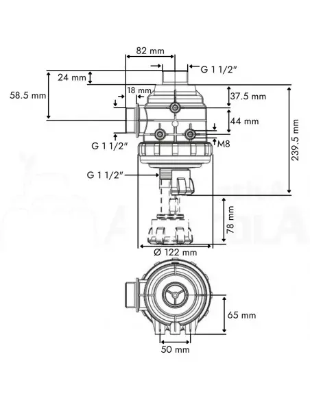 Filtro de aspiración con válvula M 1 1/2" x 24 mm 160 L/min
