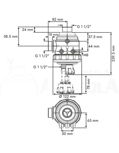 Filtro de aspiración con válvula M 1 1/2" x 24 mm 160 L/min 
