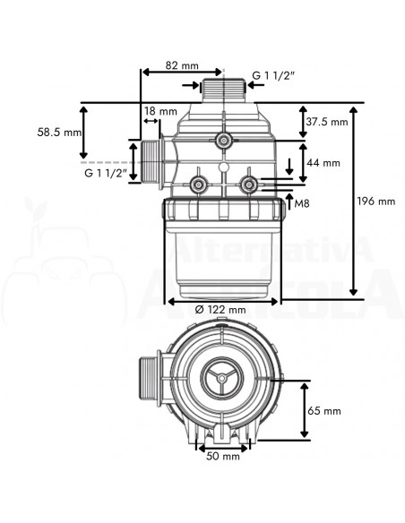 Filtro de aspiración sin válvula M 1 1/2" x 24 mm 160 L/min