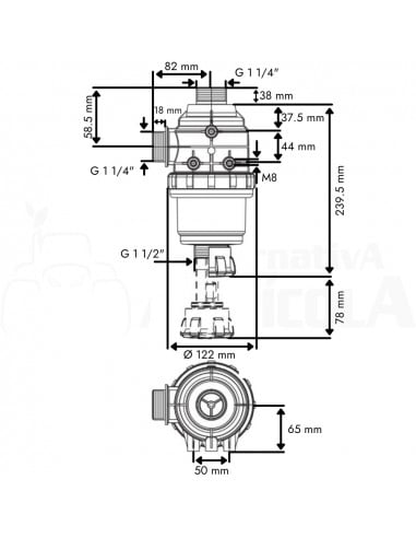 Filtro de aspiración con válvula M 1 1/4" x 38 mm 160 L/min
