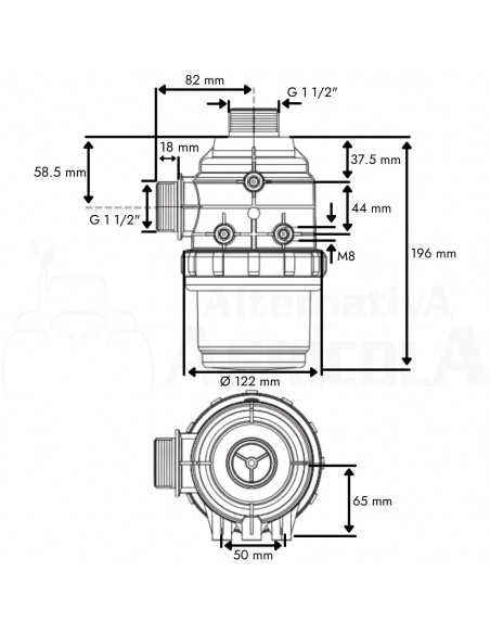 Filtro de aspiración sin válvula M 1 1/2" x 24 mm 160 L/min