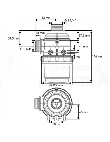 Filtro de aspiración sin válvula M 1 1/4" x 24 mm 160 L/min 