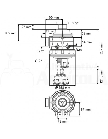 Filtro de aspiración con válvula M 2" x 27 mm 220 L/min