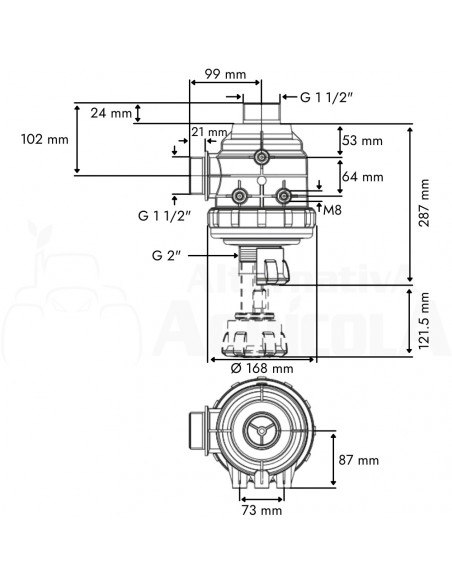 Filtro de aspiración con válvula M 1 1/2" x 24 mm 220 L/min
