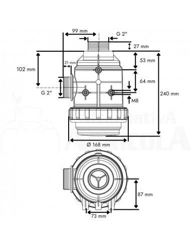 Filtro de aspiración con válvula M 2" x 27 mm 220 L/min