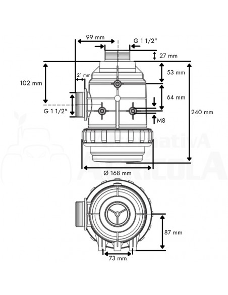 Filtro de aspiración sin válvula M 1 1/2" x 24 mm 220 L/min
