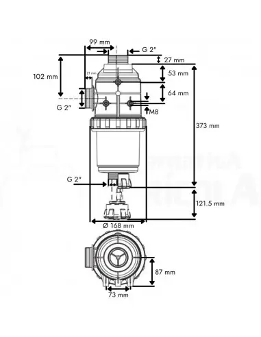 Filtro de aspiración con válvula M 2" x 27 mm 260 L/min