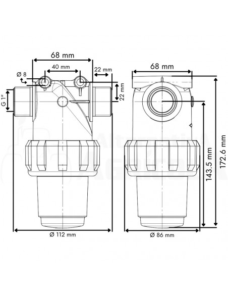 Filtro en línea rosca macho 1" 80 Mesh 160 L/min