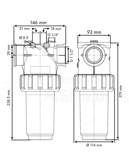 Filtro en línea rosca hembra 1 1/2" 32 Mesh 280 L/min