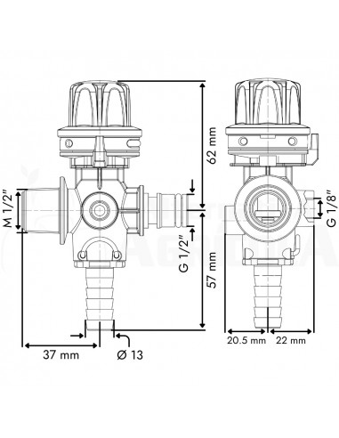 Válvula de regulación de presión 1/2" - 1/2" M-M Para bomba 5000