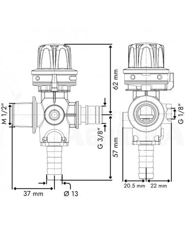Válvula de regulación de presión 3/8" - 1/2" M-M Para bomba 8000