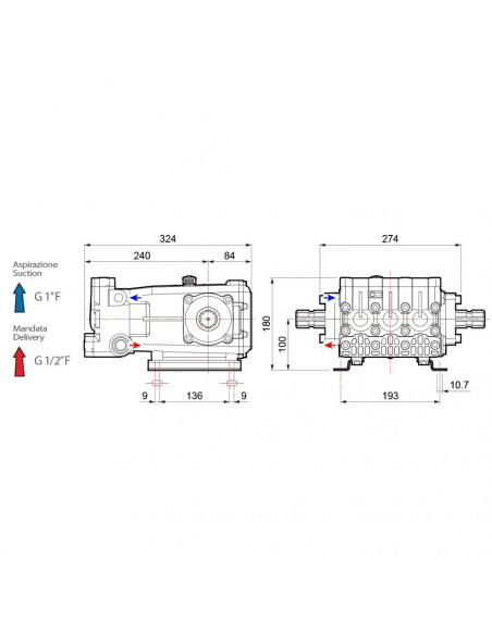 Bomba fumigación 3 pistones de alta presión M - H 1 3/8" YA 75 Comet