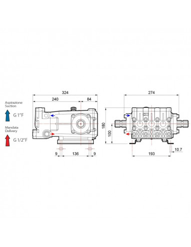 Bomba fumigación 3 pistones de alta presión M - M 1 3/8" - Ø 30,1 mm YA 75 Comet