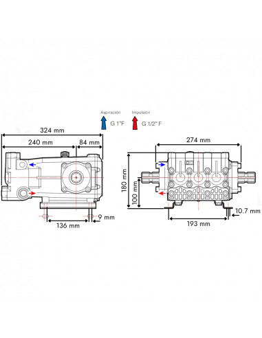 Bomba fumigación 3 pistones de alta presión M - H 1 3/8" YA 65 Comet