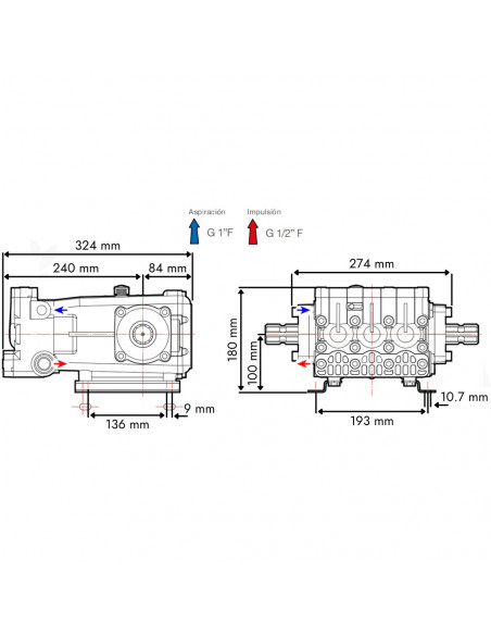 Bomba fumigación 3 pistones de alta presión M - H 1 3/8" YA 65 Comet