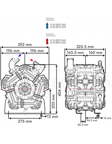 Bomba Membrana BPS 325 DESMOPAN M-M 1 3/8" Comet