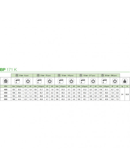 Bomba membrana BP 171K NBR M-M 1 3/8" - Ø 30 mm Comet