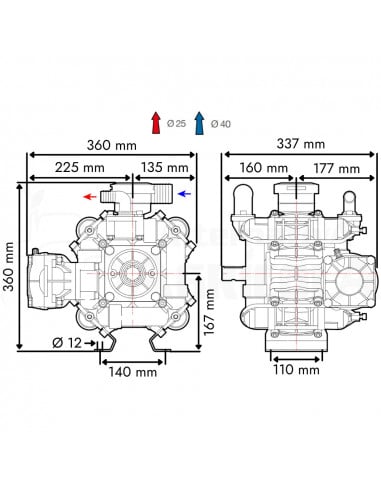 Bomba membrana BP 171K NBR M-M 1 3/8" Comet