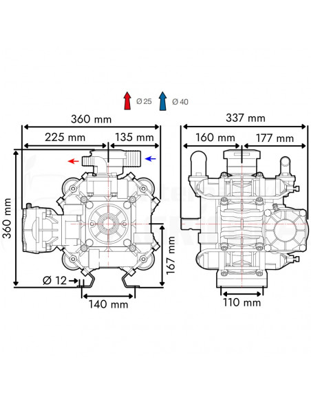 Bomba membrana BP 171K NBR M-M 1 3/8" Comet