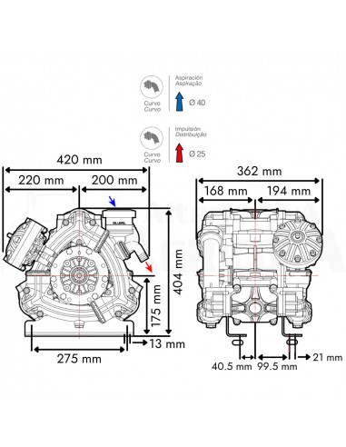 Bomba membrana BPS 160 DESMOPAN M - M 1 3/8" Comet