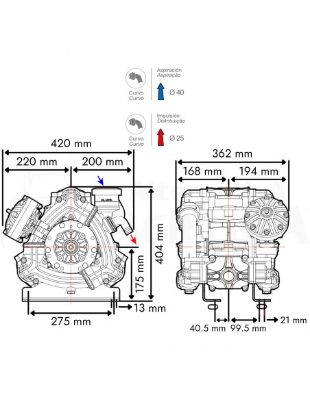 Bomba membrana BPS 160 DESMOPAN M - M 1 3/8" Comet