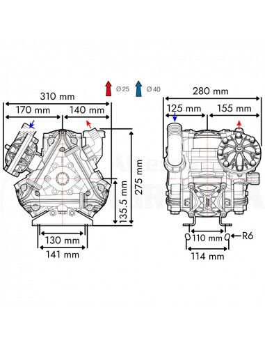 Bomba membrana BP 135 RPGMC D25 M 1 3/8" Comet