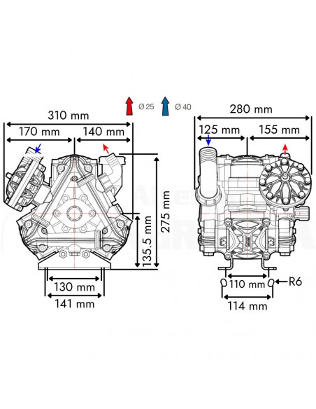 Bomba membrana BP 135 RPGMC D25 M 1 3/8" Comet