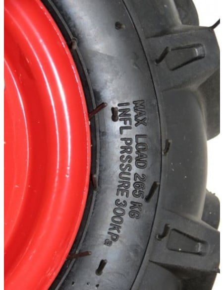 Rueda Agrícola para motoazada 400x8 Roja Derecha