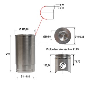 Juego de camisas para pistón