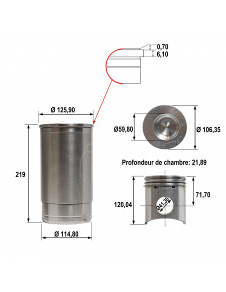 Juego de camisas para pistón