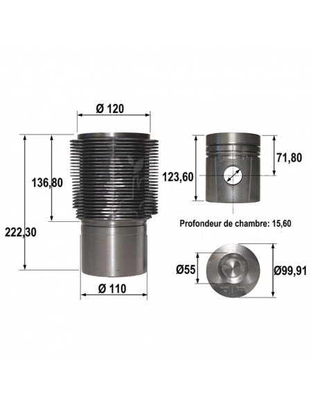 Juego de camisas para pistón ø 100 mm