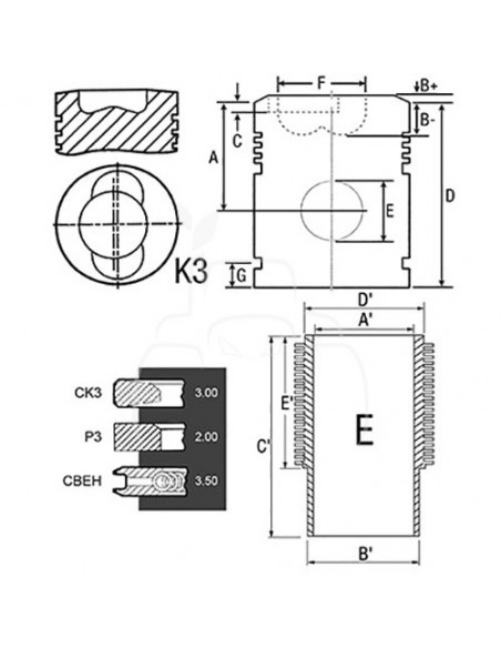 Juego de camisas para pistón ø 100 mm