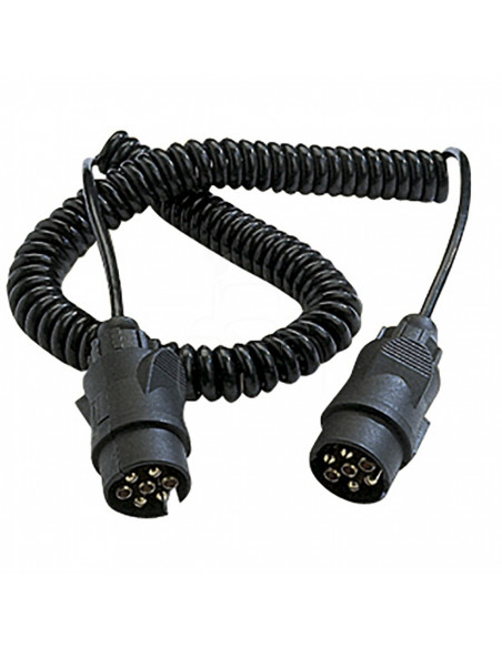 Alargador en espiral 7 polos - 5 m macho/macho - 7 x 0.75 mm2