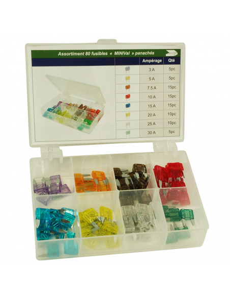 Paquete de fusibles mini clavijas planas 5a -  30a - 80 pzas