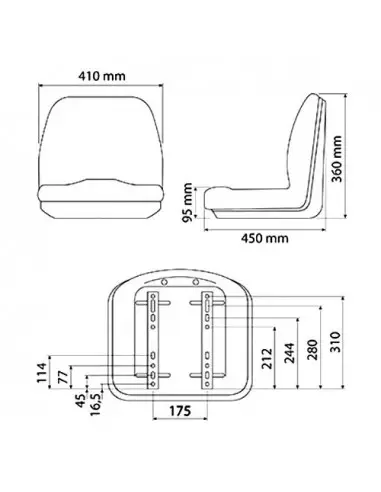 Asiento con guías de deslizamiento