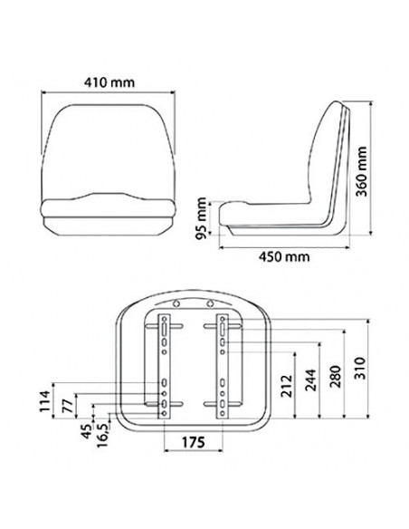 Asiento con guías de deslizamiento