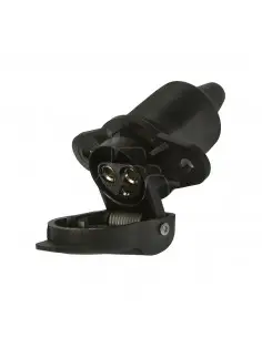 Enchufe de plástico 3 polos hembras con tapa - 12/24v - 2 agujeros fem. - 12/24v. (blis. 1 pza)