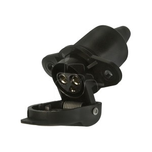 Enchufe de plástico 3 polos hembras con tapa - 12/24v - 2 agujeros fem. - 12/24v. (blis. 1 pza)