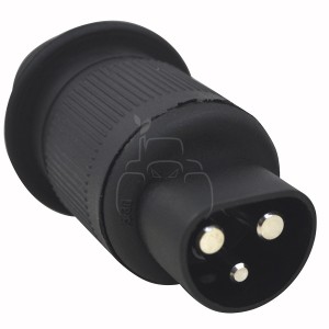 Enchufe de plástico macho 3 polos mancho - 12/24v. (blis. 1 pza)