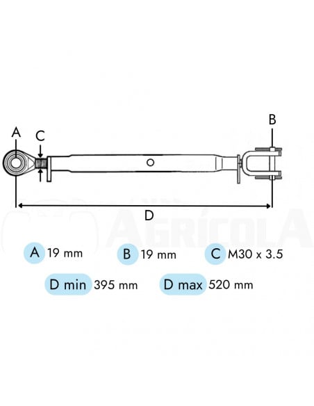 Tercer punto rótula/rótula 390, M30 cat.2/2