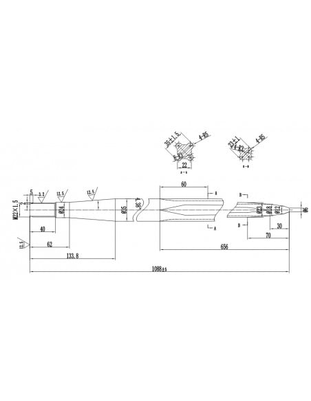 Púas carga-pacas 35 x 1100 mm + tuerca