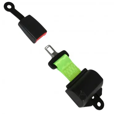 Cinturón de seguridad 2 puntos retráctil enrollable verde fluor